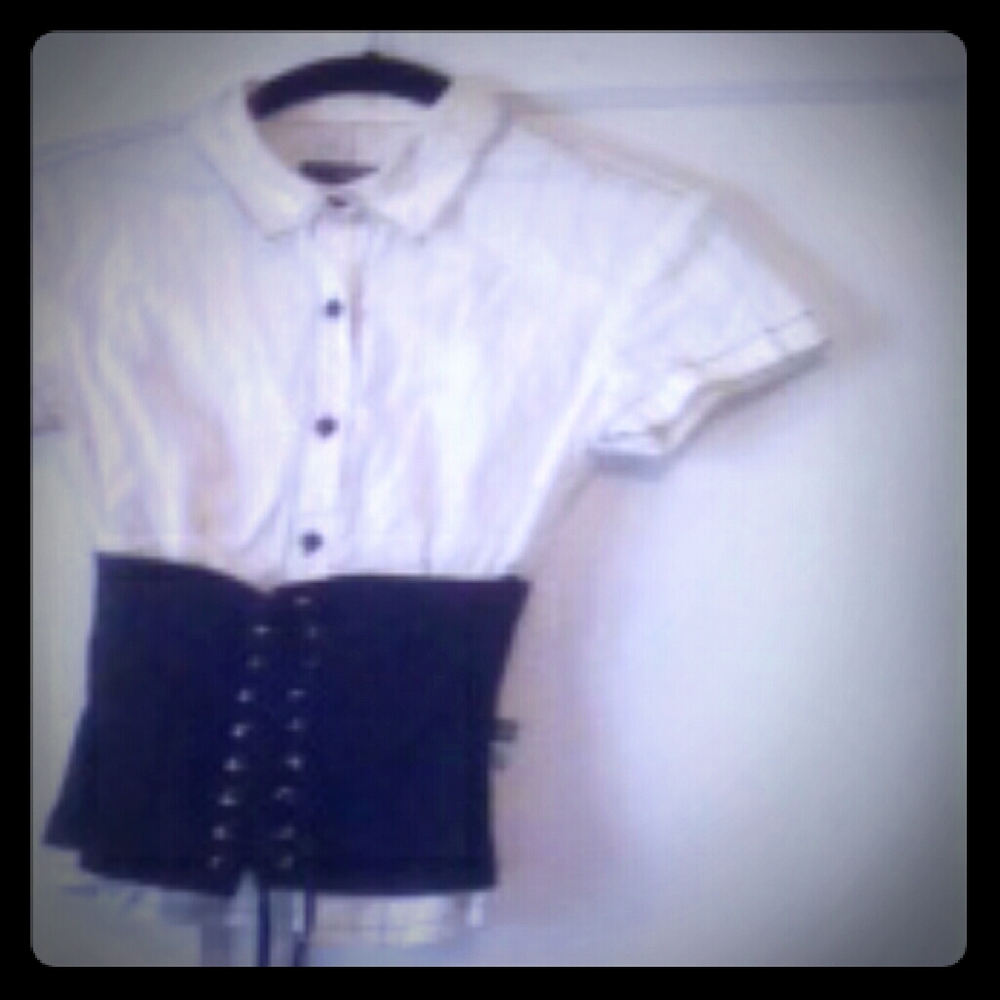 Tripp NYC Pinstripe Corset Blouse